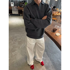 美式潮牌翻领针织衫棉服宽松冬季加厚棉袄拉链开衫外套男，男装针织衫/毛衣，星座506A