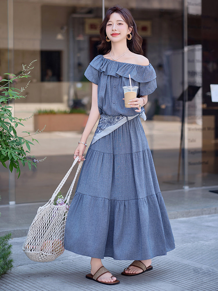 可退现现货可推送丝巾2025夏装新款气质套裙两件套女,女装套装/套裙,苗苗