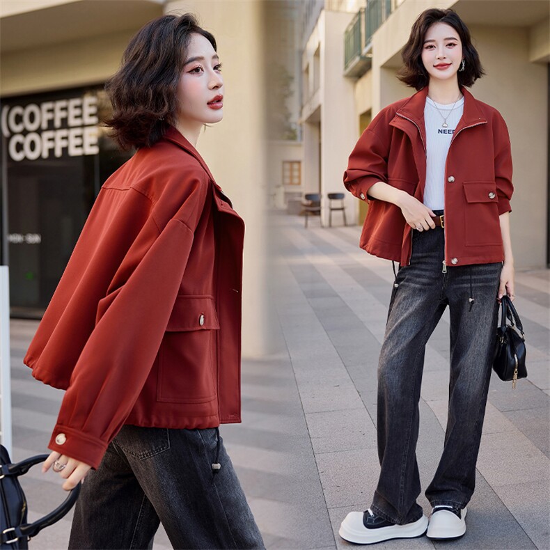 外套女春秋款风衣女短款休闲冲锋衣小个子夹克2025春装新品短外套，女装短外套，梦懿尔