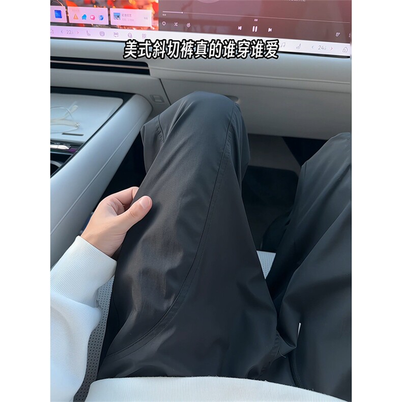 美式斜切解构微喇弯刀裤男款秋季复古潮牌伞兵工装裤运动冲锋裤子，男装休闲裤，电商A102