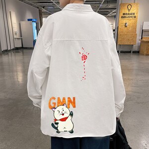 春季长袖衬衫男宽松港风衬衣男外套男CSCS275-P35,男装衬衫,电商B371