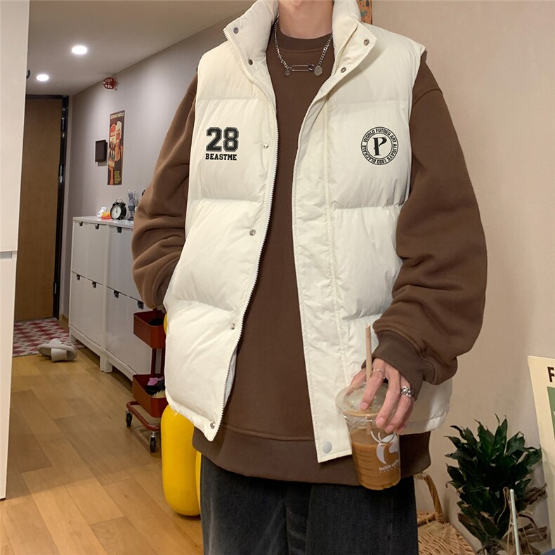 港风新款时尚字母印花50白鸭绒保暖羽绒马甲A247-MJ826 P115控138图片