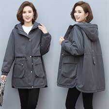2020冬季新款中长款休闲加绒加厚派克服保暖舒适派克服，女装派克服，独衣靓