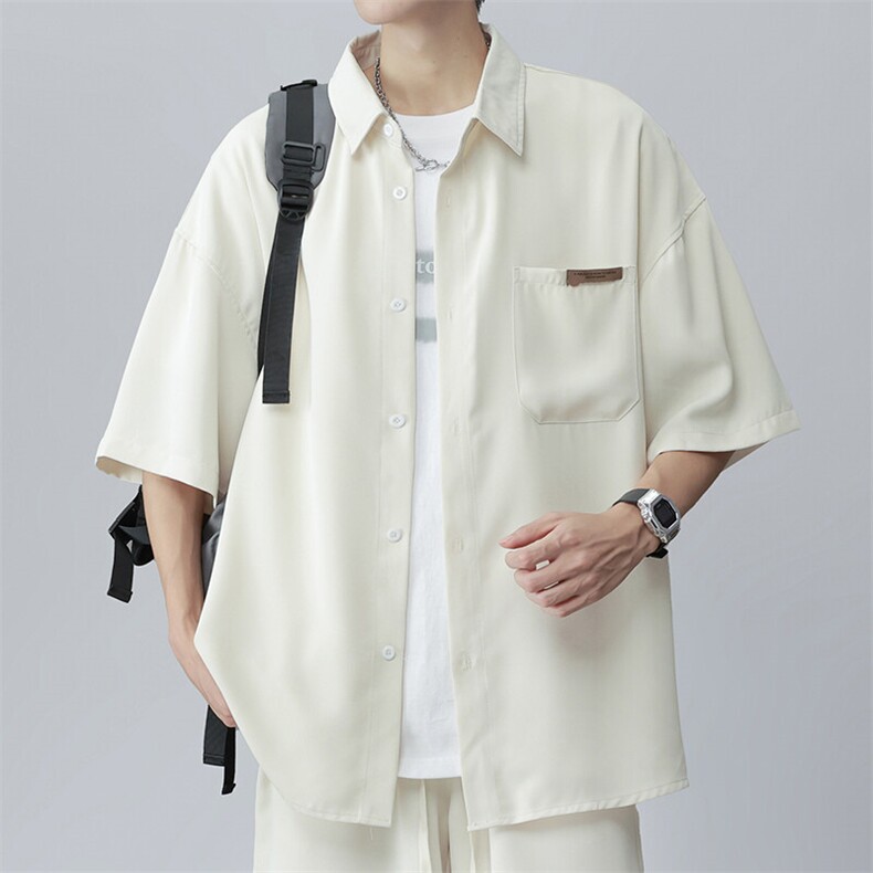 特批P30无差价25夏透气薄款冰丝短袖男垂感宽松大码刺绣衬衫CD865,男装T恤,电商A001