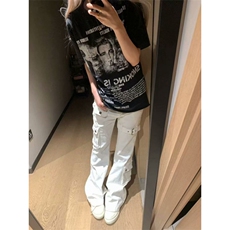 绑带微喇工装牛仔裤男款cleanfit弯刀裤子直筒长裤N77-P48，男装牛仔裤，星座308B-2