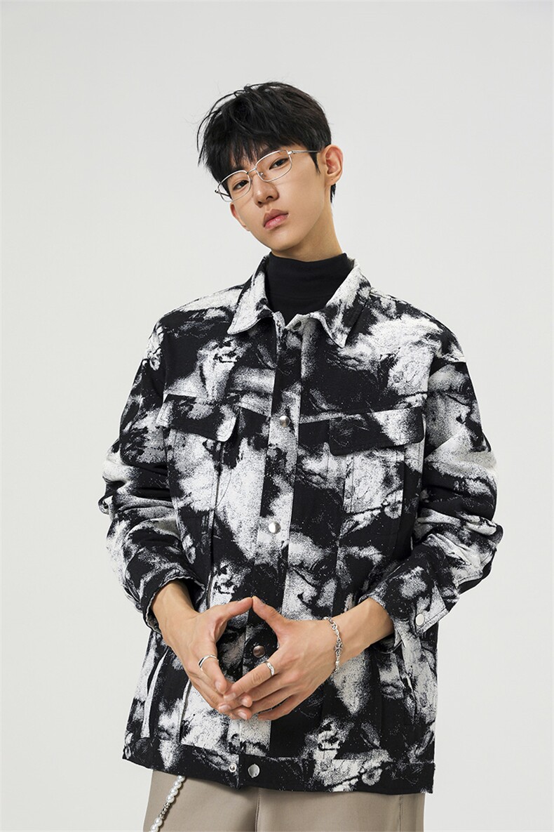 可二开定制扎染雾霾小香风面料大码M-5XL夹克男JK78082P79控128,男装夹克,星座227-7