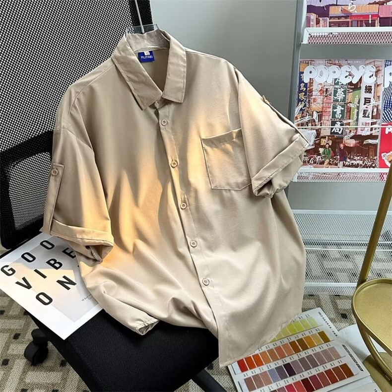 衬衫男士韩版潮流痞子帅气百搭宽松2024夏季ins短袖外套CY892-P26图片
