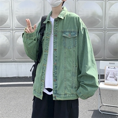 ins秋季个性街头潮复古做旧水洗绿牛仔夹克bf百搭外套W1404-P64，男装夹克，星座512-2