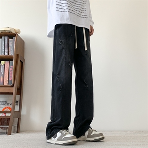 S-3XL 夏季薄款冰丝裤直筒宽松破洞牛仔裤 310A-2 BK312 p55 控78图片