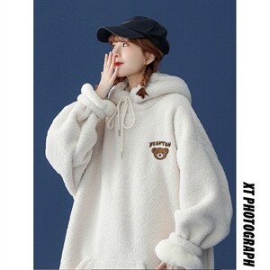 8个点击羊羔毛外套女加绒加厚克莱因蓝卫衣416B-YM181-P75限88图片