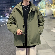 美式休闲宽松立体裁剪冲锋衣潮连帽夹克男大码工装外套JK2364-P60，男装夹克，星座610B-1