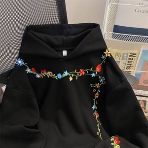 万针刺绣结构设计重磅秋冬全棉高品质美式高街连帽卫衣外套 Y7712图片