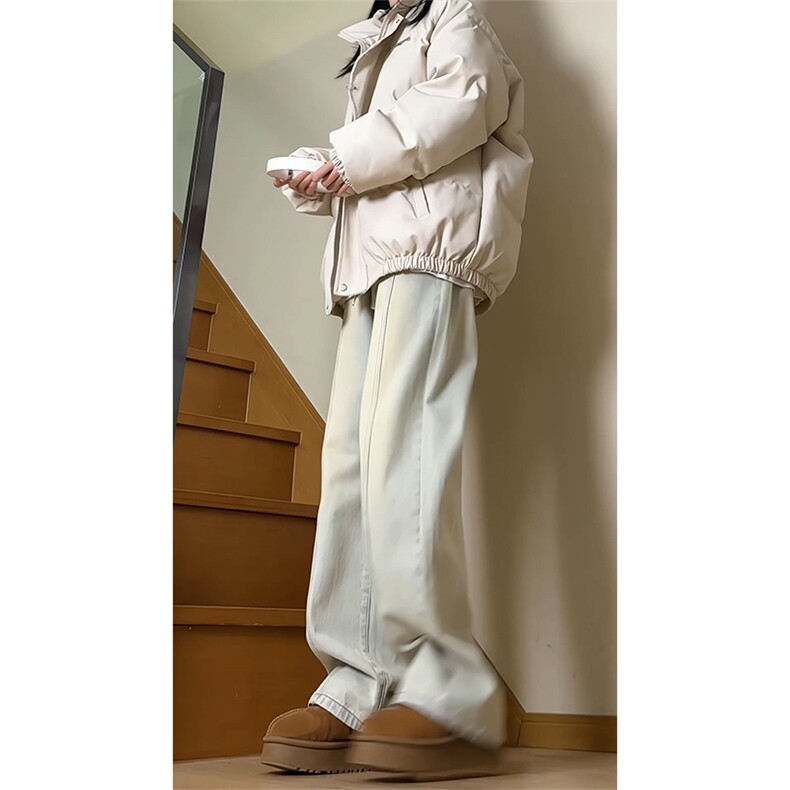 XZ213-DK2000-P55控68港风日系复古水洗拼接款阔腿拖地牛仔裤潮,男装牛仔裤,星座213