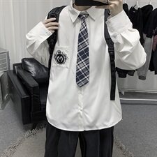 DK/JK学院风长袖衬衫男ins情侣衬衣CS2021（送领带），男装衬衫，星座507