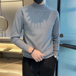 毛衣男秋冬季新款慵懒风内搭男生韩版半高领打底针织衫 M827图片
