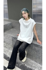 港风大码网红麂皮绒圆领无袖T恤背心男女XZ213-T070-P35控48，男装背心/马甲，星座213
