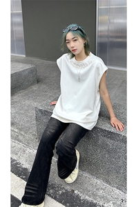 港风大码网红麂皮绒圆领无袖T恤背心男女 XZ213-T070-P35控48图片