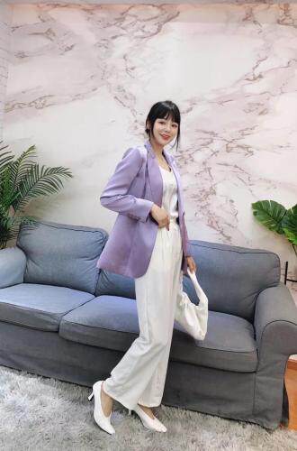 2021新款小西装，黑色，紫色，女装西装，艾涵o