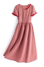 淑女风格纹连衣裙女春夏收腰显瘦中长裙格子裙子，女装连衣裙，水衣源