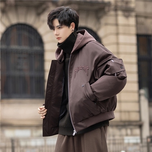 连帽休闲男士白鸭绒羽绒服加厚冬男装外套潮面包服9133-P378控758图片
