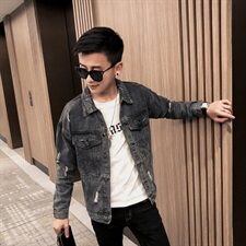 2021社会小伙牛仔夹克虎头亮片牛仔衣男外套QT2012A-3588-P125，男装夹克，电商D218