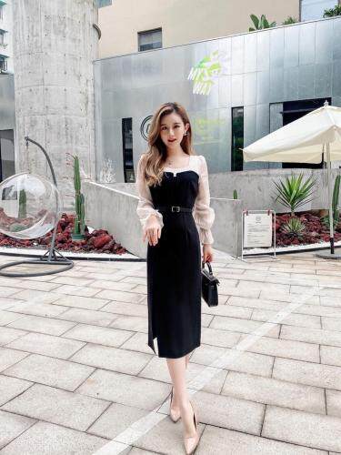 【现货】长款开叉连衣裙，女装连衣裙，艾丹迪蔓