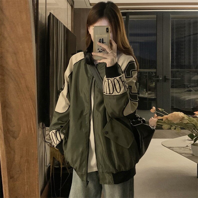美式冲锋衣外套少女春秋2025新款学生休闲夹克棒球服外套C756-110,男装夹克,星座911-2(原星座613-2）
