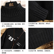 M18128-P45加绒款-P65半高领毛衣男士大码针织衫男毛线衣男线衫，男装针织衫/毛衣，电商A040A