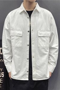长袖衬衫男纯色休闲韩版宽松百搭衬衣 202-7-GC14图片