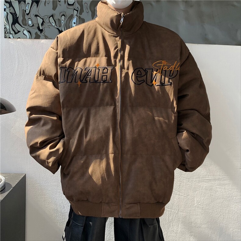 做旧面包服棉衣男冬季潮刺绣加厚宽松情侣棉服皮衣外套TT8030P90,男装皮衣,星座1013-5