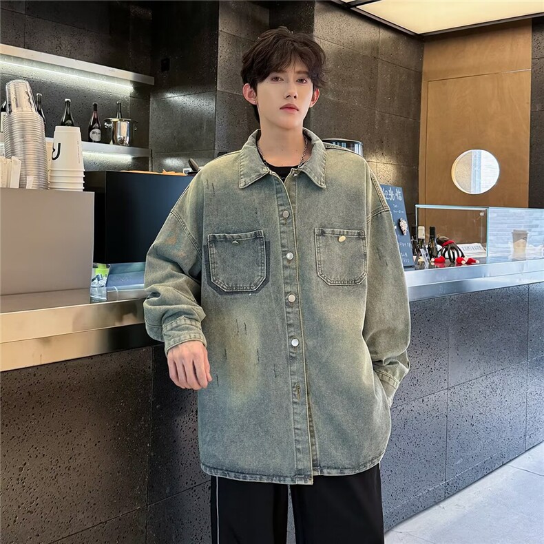 牛仔衬衫外套男士痞帅春秋新款炸街高级感夹克上衣CY1235-P56图片