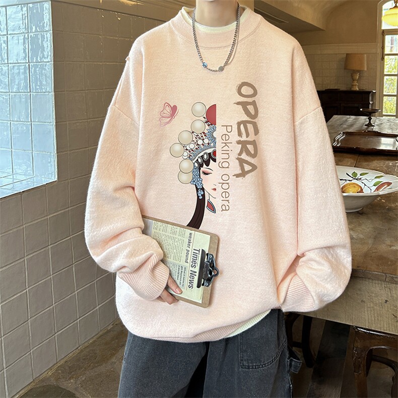 控78假两件毛衣男大码加绒针织衫男毛线衣M80161-P55加绒P70,男装针织衫/毛衣,电商A040