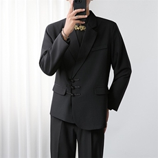 新中式风盘扣西装男套装2025新款订婚新郎结婚礼服学生班服演出，男装西服套装，星座813-2
