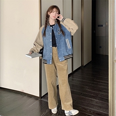 2023年秋季牛仔拼接棒球服82395-P145-K188，女装短外套，辉之琳