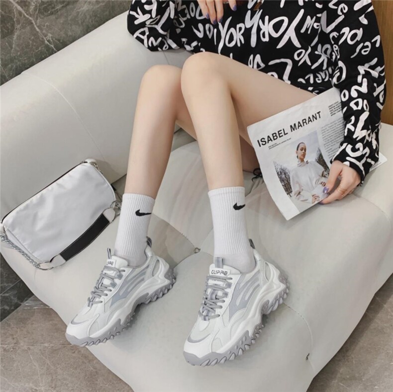 2021春新款韩版休闲时尚百搭真皮运动鞋透气老爹鞋，其它，她他麦