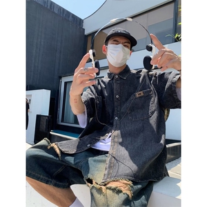 夏季新款牛仔短袖衬衫 P45图片