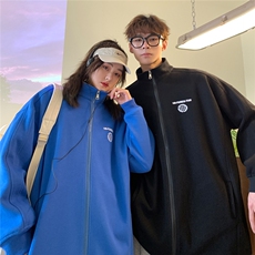 EQ01春季新款男女休闲百搭港风开衫立领夹克卫衣情侣装外套潮P70，男装夹克，电商C306-1