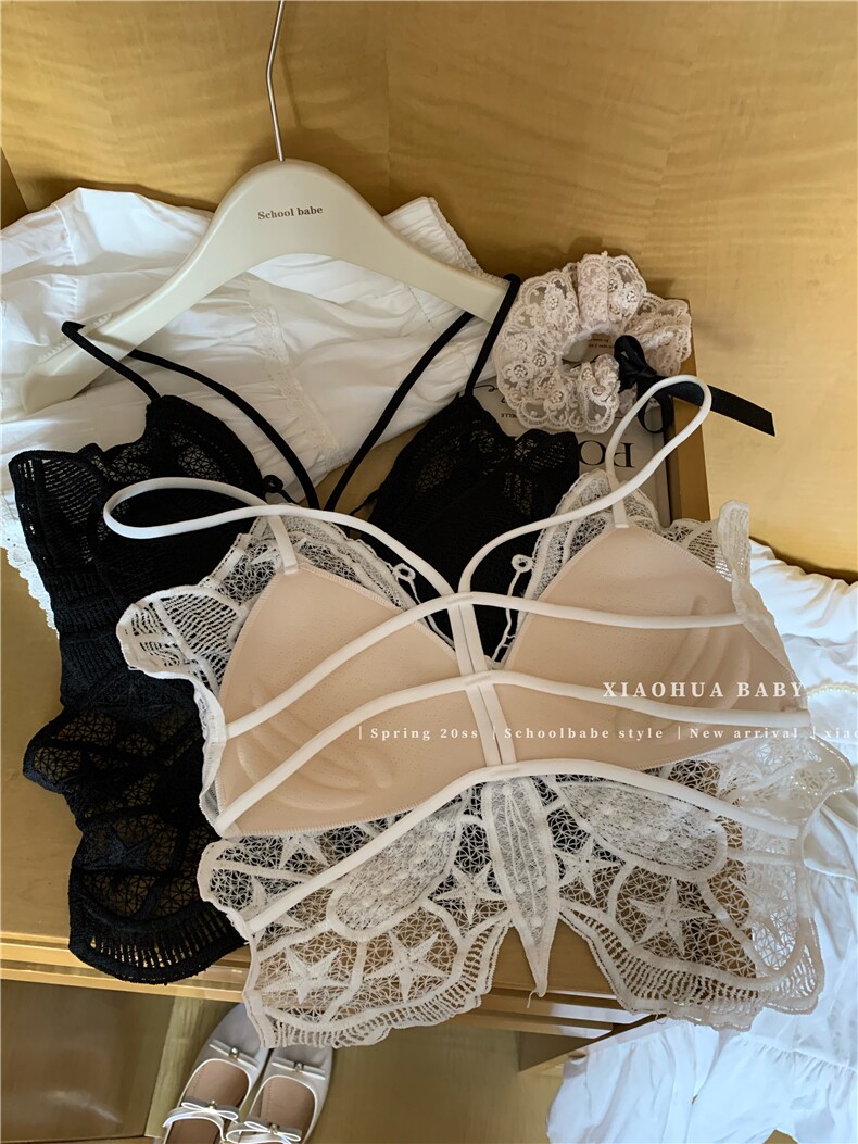 夏季大蝴蝶美背乳胶固定一体杯吊带纯欲性感百搭背心,女装背心吊带,梦白服饰厂
