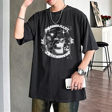 美式休闲宽松T恤男夏季2024年新款宽松重磅圆领短袖上衣服，男装T恤，星座1013