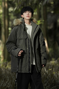 山系军绿色棉服男款冬季潮牌宽松大码毛领棉袄连帽工装棉衣服外套图片