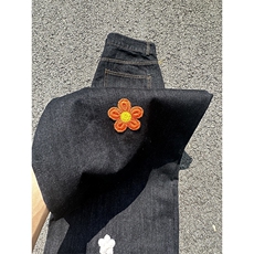 现货【自家图】小花刺绣宽松直筒水洗牛仔裤-特P65，男装牛仔裤，星座617C