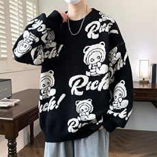 84556-特P55红色毛衣男2026新款秋冬季潮牌本命年加厚针织衫，男装针织衫/毛衣，电商D310B