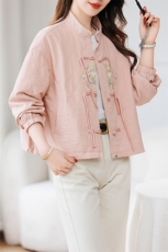 新中式绣花盘扣短外套女2024春秋新款小个子洋气减龄薄款夹克上衣，女装短外套，余墨