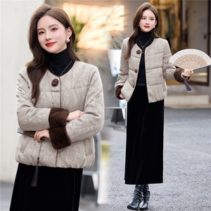 时尚立领棉服女2025冬季新款新中式宽松洋气短款棉衣外套图片