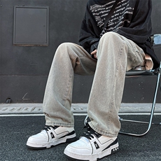 牛仔裤男潮牌美式高街阔腿裤复古vibe休闲痞帅直筒长裤WN996-P52，男装牛仔裤，星座1008-1