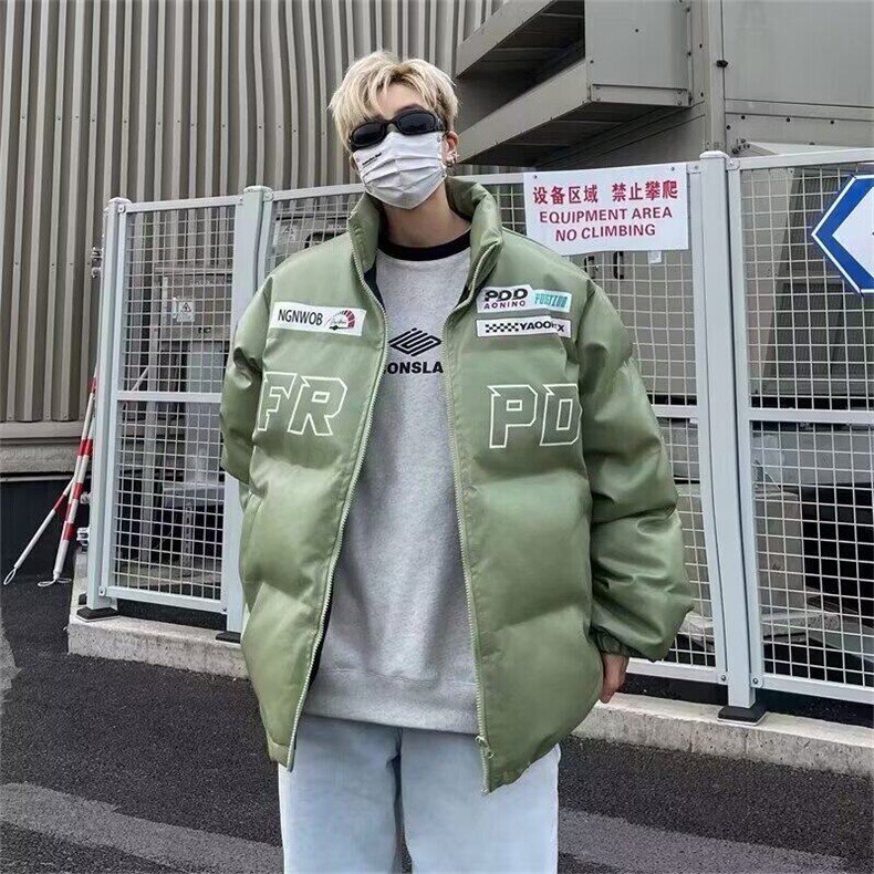 机车pu皮面棉服外套男女款美式复古保暖面包服棉袄冬季K2602/P80图片