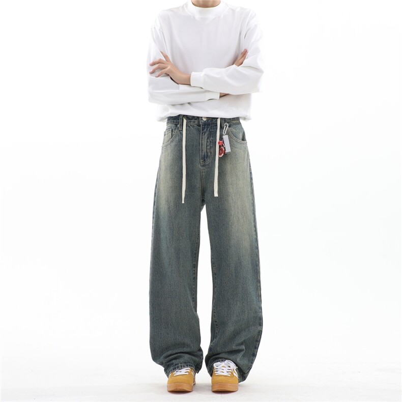 【纯棉】主推现货! 宽松直筒牛仔长裤男A080-8220-P55控78图片
