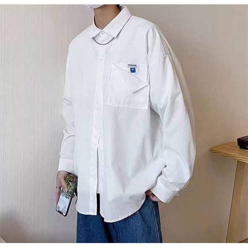 衬衫男港风日系春秋长袖衬衣韩版潮流套设计感小众上衣CS2204-P33,男装衬衫,星座308B-2
