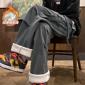 改加绒港风灯芯绒工装裤男宽松直筒裤K1167J加绒-特P55控88