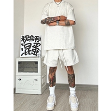 夏季重磅纯色休闲宽松套装，男装休闲套装，星座910A